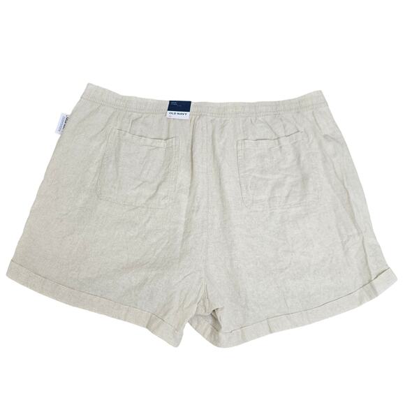 Old Navy Linen Shorts Womens Plus Size 4X Beige High Rise Pockets Stretchy NEW - Picture 2 of 10